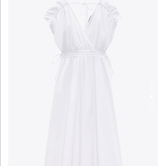 Zara white elastic waist cotton poplin dress - Picture 5 of 7